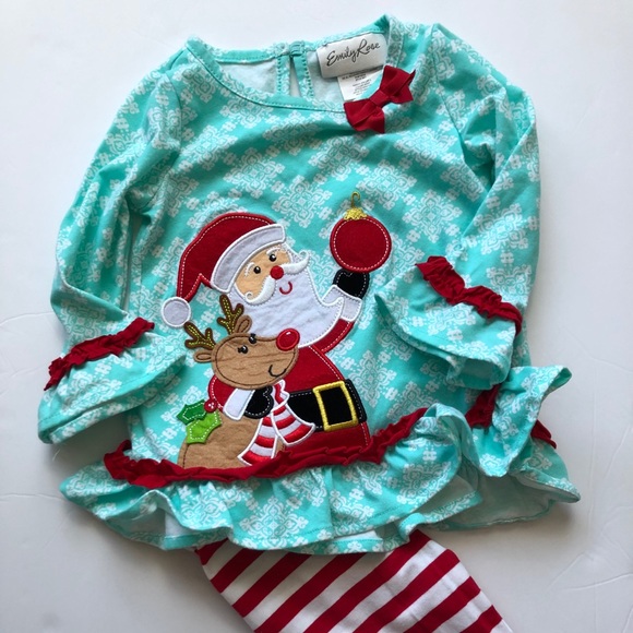 Emily Rose Other - Emily Rose Mint & Red Santa Outfit Size 2T